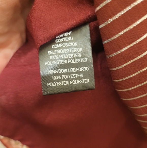 Wayf Cranberry Red Floral Silver Striped Long Sleeve Blouse Size Extra Small - Picture 15 of 16